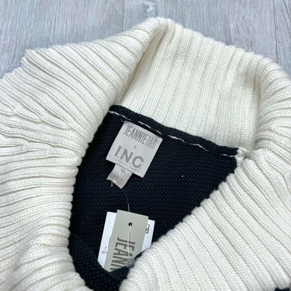 INC Women's NWT Modern Cowl Neck Color Block Off The Shoulder Sweater XS - Picture 3 of 7